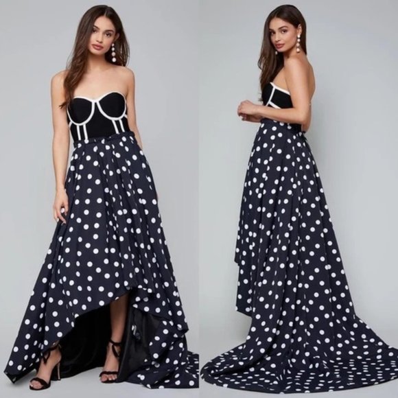 bebe Dresses & Skirts - Bebe Strapless High Low Whitney Polka Dot Gown